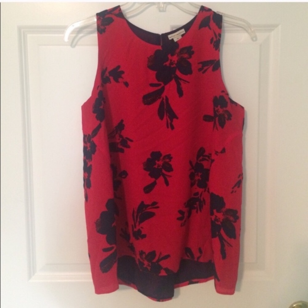 Mercer & Madison tropical floral red and blue tank